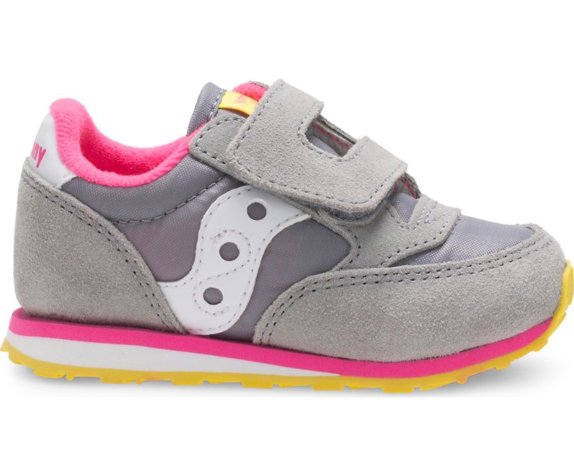 Saucony Baby Jazz Hook & Loop Kids' Sneakers Grey / Pink | Canada 709UZGT